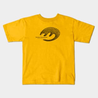 Pangolin with Common and Latin Names - detailed animal drawing Kids T-Shirt